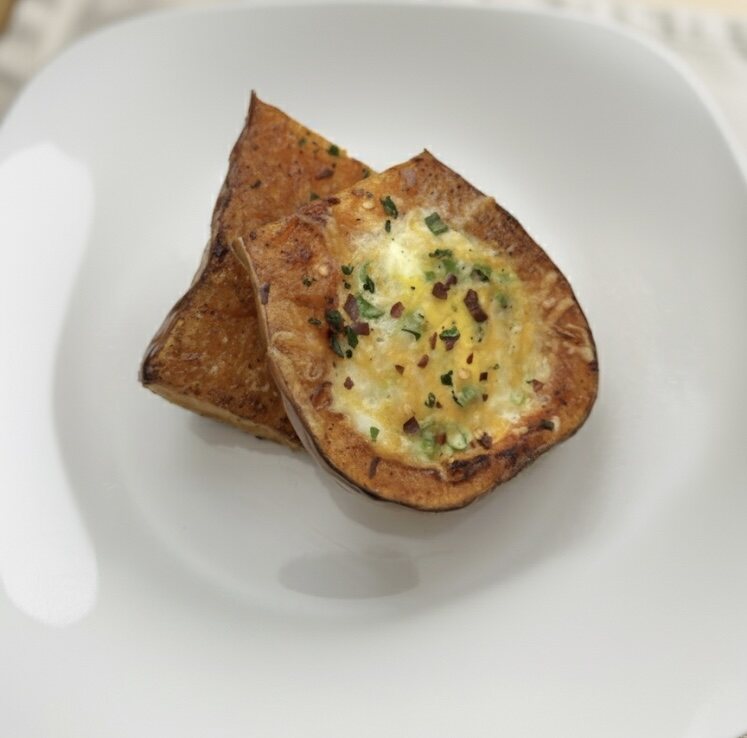 Roasted sweet potato with herb butter